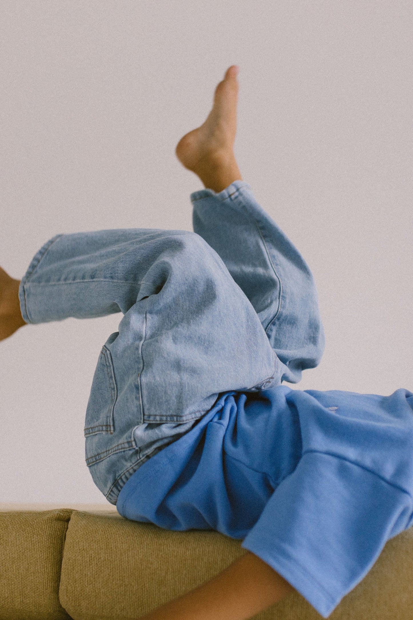 Updated Straight Denim Jeans Washed Blue