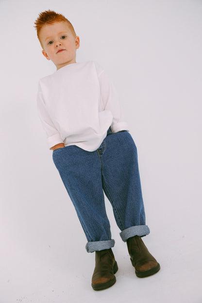 White Long Sleeve Boxy Tee