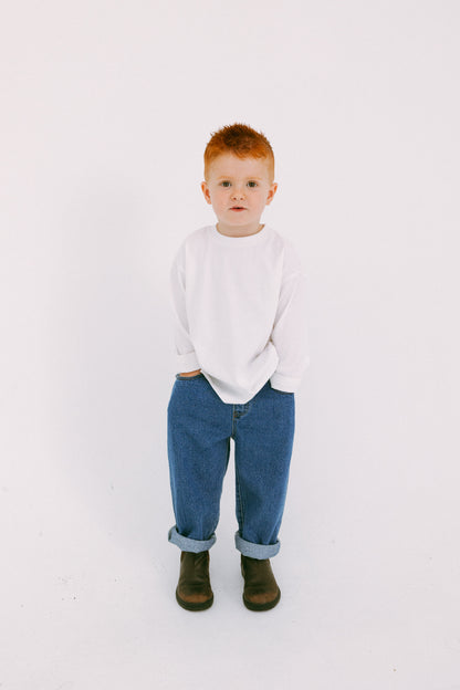 White Long Sleeve Boxy Tee