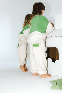 Oat and Green Block Trackies