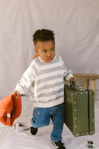 Grey Stripe Cotton Loopback Jumper