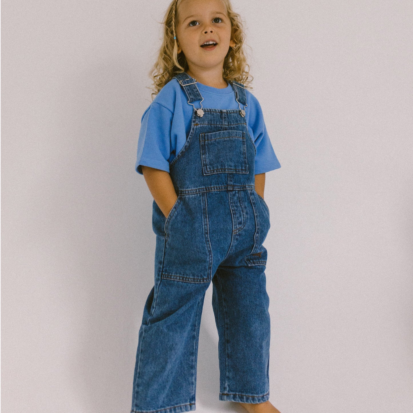 Vintage Blue Denim Cotton Overalls